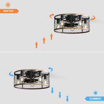 20 Inch Farmhouse Ceiling Fan Light Flush Mount Caged Lights Kit With Remote Control Modern Reversible Adjustable Chandelier Lamp Ceiling Fan 7 20 Inch Farmhouse Ceiling Fan Light Flush Mount Caged Lights Kit With Remote Control Modern Reversible Adjustable Chandelier Lamp Ceiling Fan - Image 5