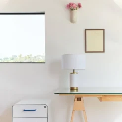 Brightech Arden Mid-Century (Includes LED Light Bulb) USB Charging Table Lamp White Marble -Interior furniture GUEST a23e3ebf 4c85 497b b0f7 b02035229bfc