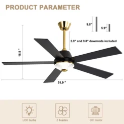 Bella Depot 52" Modern Ceiling Fan With Dimmable LED Light And Remote Control 6-speed Reversible Fan -Interior furniture GUEST a2885594 23e0 450a ad40 3019ab0fa789
