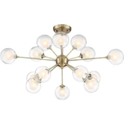 Possini Euro Design Modern Ceiling Light Semi Flush Mount Fixture Sputnik Brass 30 1/2" Wide 15-Light Double Glass Ball Hallway -Interior furniture GUEST a3344d35 d1d8 4a60 8f88 777e9a7f591d
