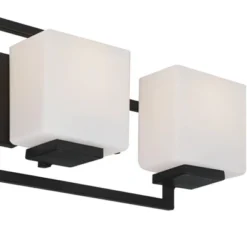 Possini Euro Design Modern Wall Light Black Hardwire 29" 4-Light Fixture White Rectangular Glass Shade For Bathroom Vanity Home -Interior furniture GUEST a3c2aa6b 9ac6 44ef 9430 d07dcd21d91f