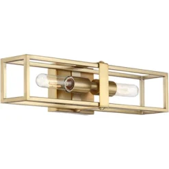 Possini Euro Design Modern Wall Light Sconce Warm Brass Hardwired 18 3/4" High 2-Light Fixture Open Frame Bedroom Bathroom Hallway -Interior furniture GUEST a3e7ece8 a9bd 47ff 963a 9f78f5c30164