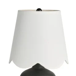Nourison 18" Small Black Ceramic Table Lamp With Scallop Shade -Interior furniture GUEST a40ff0b9 8588 4b17 a71a 4733aafe4755
