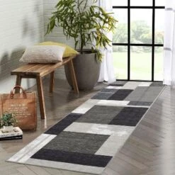 2x6 FT Machine Washable Runner Rug,Modern Geometric Low Pile Non-Slip Hallway, Entryway, Kitchen & Laundry Area Rug, Brown -Interior furniture GUEST a5062dd9 38c7 4e2d ab08 653bf5f2679f