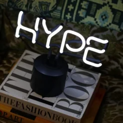 Amped Co 9.6" X 8.3" HYPE Real Neon Light Novelty Desk Lamp, White -Interior furniture GUEST a50781a0 2402 445e 959c 42f6bf150a5d