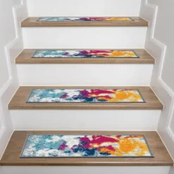 World Rug Gallery Modern Abstract Non-Slip Stair Treads -Interior furniture GUEST a537215f fad0 485f 8c7c f2d3281f416c