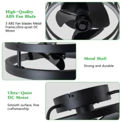 C Cattleya 12 In. Black Low Profile Color Changing LED Flush Mount With Remote And APP Smart Control Indoor Ceiling Fan With Dimmable Lighting -Interior furniture GUEST a56edc30 9de6 4309 a32a 09a9452d9e81