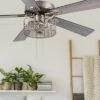52" 5-Blade LED Industrial Satin Lighted Ceiling Fan Metallic Silver - River Of Goods: Reversible, 3-Speed, UL Listed -Interior furniture GUEST a5a4803c 0e02 4726 b7b7 715e3c94f992