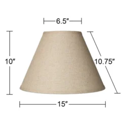 Springcrest Fine Burlap Medium Empire Lamp Shade 6.5" Top X 15" Bottom X 10" High X 10.75" Slant (Spider) Replacement With Harp And Finial -Interior furniture GUEST a5ab90d8 14db 4f48 a81b 252e9518242b