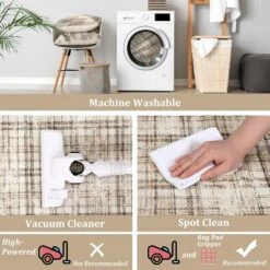 Modern Washable Area Rug Soft Non-Slip Stain-Resistant Farmhouse Tartan Plaid Carpet For Living Room Bedroom Nursery Office -Interior furniture GUEST a5b5a555 b249 415e b5e5 cdd22e211da3