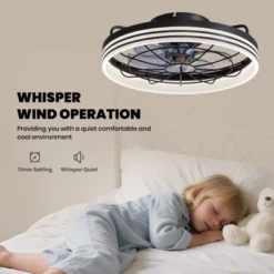 Ludomide Minimalist Flush Mount Ceiling Fan, Black Round Ceiling Fans With Lights And Remote, 20" Low Profile Dimmable Bladeless Caged Ceiling Fan 11 Ludomide Minimalist Flush Mount Ceiling Fan, Black Round Ceiling Fans With Lights And Remote, 20" Low Profile Dimmable Bladeless Caged Ceiling Fan -Interior furniture GUEST a6184724 a6bf 458c 974a 6bdb8534100c