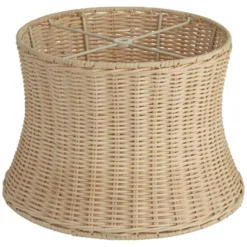 Springcrest 10" Top X 11 1/2" Bottom X 8" High X Lamp Shade Replacement Small Corset Drum Round Coastal Tropical Unbleached Rattan Harp Finial -Interior furniture GUEST a681385d 81fc 489a a84b d9f4557a814e