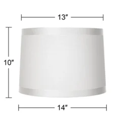 Springcrest Off-White Fabric Medium Drum Lamp Shade 13" Top X 14" Bottom X 10" High (Spider) Replacement With Harp And Finial -Interior furniture GUEST a72dbeba 8f76 4a8c a83c cab84da33b1d