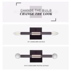 Globe Electric 2-Light Matte Black Wall Sconce With Antique Brass Accent: ETL Listed, Iron Body, No Shade -Interior furniture GUEST a7a35747 a2ec 4a19 b89b 1d98a2d2b3e7