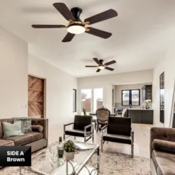 Ludomide 42 Inch Industrial Led Ceiling Fan With Lights And Remote, Modern Black And Gold Flush Mount Ceiling Fan With 5 Blades -Interior furniture GUEST a7e0d0e1 ec62 48af b952 c86559f99f45