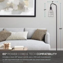 Cresswell Lighting 60" Floor Lamp With Caged Shade Black: Industrial Design, Metal Dome, Rotary Switch -Interior furniture GUEST a82efd74 9131 4452 8e4e 22237942c0c7