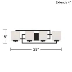 Possini Euro Design Modern Wall Light Black Hardwire 29" 4-Light Fixture White Rectangular Glass Shade For Bathroom Vanity Home -Interior furniture GUEST a8955b50 d7aa 4bb1 bde4 120d138e268f
