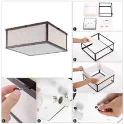 14.13" 2-Light Grant Minimalist Industrial Square Linen Iron LED Flush Mount Bronze/Beige - JONATHAN Y: UL Listed, Hardwired, Modern Decor 15 14.13" 2-Light Grant Minimalist Industrial Square Linen Iron LED Flush Mount Bronze/Beige - JONATHAN Y: UL Listed, Hardwired, Modern Decor -Interior furniture GUEST aa1e38a5 f442 4538 8eb8 de96ea9ed4c5