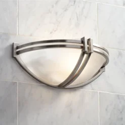 Possini Euro Design Solara Modern Wall Light Sconce Brushed Nickel 13 3/4" Fixture Marbleized Glass For Bedroom Bathroom Vanity Reading Living Room -Interior furniture GUEST aa71b4dd 52bb 43ab aff5 0c8ebe9b5b8d