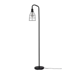 Cresswell Lighting 60" Floor Lamp With Caged Shade Black: Industrial Design, Metal Dome, Rotary Switch -Interior furniture GUEST aa831ce2 c5dd 4ab7 91db e60ad094ba3e