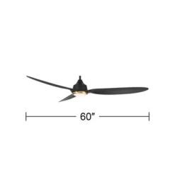 Casa Vieja 60" Revere Mid Century Modern Indoor Outdoor Ceiling Fan 3 Blade Customize LED Remote Control Matte Black Finish Bedroom Patio Damp Rated -Interior furniture GUEST aaaf994b 8b7c 48c4 a193 ad9f72ae35f9
