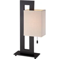 360 Lighting Modern Accent Table Lamps 20.5" High Set Of 2 Espresso Bronze Metal Open Rectangular Oatmeal Box Shade For Living Room Family -Interior furniture GUEST ac848454 bab0 491c 928b 4188f4e8ef6b