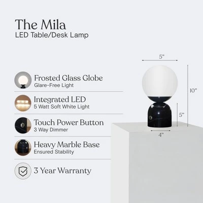 Brightech Mila Modern Dimmable (Includes LED Light Bulb) Desk Table Lamp Black Marble 12 Brightech Mila Modern Dimmable (Includes LED Light Bulb) Desk Table Lamp Black Marble - Image 10