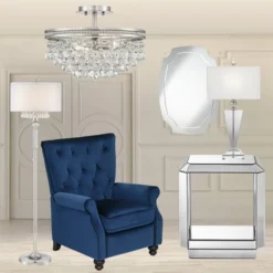 Vienna Full Spectrum Wohlfurst Modern Ceiling Light Semi Flush Mount Fixture 16" Wide Brushed Nickel 3-Light Clear Crystal For Bedroom Living Room -Interior furniture GUEST ad3a9b3e eb6d 4f10 9b48 ab96a24ff17e