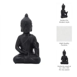 Sagebrook Home 10" Ceramic Buddha Sculpture - Contemporary Black Seated Buddha Statue - Decorative Table Accent For Home, Office, Yoga Studio. Gift -Interior furniture GUEST ad3fc652 9119 42ea 93f1 6ca5245af2fa