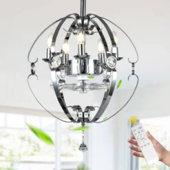 Bella Depot 20" Silver Metal Caged Ceiling Fan With Light And Remote Control -Interior furniture GUEST ad4e9a0b 581f 441c a618 abd3c85eb58f