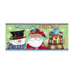 Evergreen Indoor Outdoor Doormat Bundle Set Of 5 - Frame And 4 Welcome Seasonal Inserts Halloween Witch Christmas Santa Thanksgiving Turkey