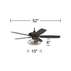 52" Casa Vieja Journey Industrial Indoor Ceiling Fan With Dimmable LED Light Remote Control Oil Rubbed Bronze Cage For Living Room Kitchen Bedroom -Interior furniture GUEST ae94ad7d fb6b 47f7 bab4 c1ca6c58a770
