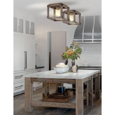 LED Iron Magnolia Rustic Farmhouse Flush Mount Brown - JONATHAN Y 3 LED Iron Magnolia Rustic Farmhouse Flush Mount Brown - JONATHAN Y