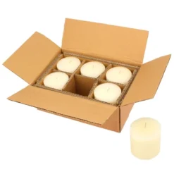 6pk Unscented Flat Top Smooth Pillar Candles Ivory - Stonebriar Collection -Interior furniture GUEST b02d154c 343f 4b35 83ca d6add34a4cd6