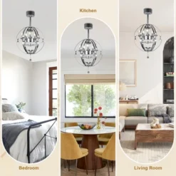 Bella Depot 20" Silver Metal Caged Ceiling Fan With Light And Remote Control -Interior furniture GUEST b0aaf6ee 2206 453e 83fb 1d7e555587ac