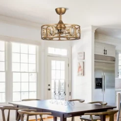 Parrot Uncle 22" Modern Brass Gold Crystal Caged Ceiling Fan Fandelier -Interior furniture GUEST b0af1958 c0c1 4ad4 a1d6 554b5e07a81e