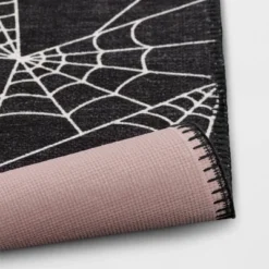 1'8"x2'10" Washable Spider Webs Scatter Woven Accent Rug Black - Hyde And EEK! Boutique™ -Interior furniture GUEST b13e6a24 eeab 49d4 b371 cbca5f1250b7