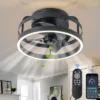 C Cattleya 12 In. Black Low Profile Color Changing LED Flush Mount With Remote And APP Smart Control Indoor Ceiling Fan With Dimmable Lighting -Interior furniture GUEST b178ce7d abd5 49c9 85e8 6a5495771362