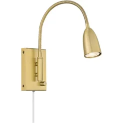 360 Lighting Lido Mid Century Modern Wall Lamp Warm Gold Plug-in 2 1/4" Fixture Adjustable Gooseneck For Bedroom Reading Living Room Hallway House -Interior furniture GUEST b2f6640e 7dc4 40ab ba26 72fbc63a70fc