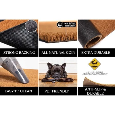 A1HC Coir And PVC Backing Half Round Black Border Flock Door Mat, 30"x60", Anti-Shed Heavy Duty Doormats 8 A1HC Coir And PVC Backing Half Round Black Border Flock Door Mat, 30"x60", Anti-Shed Heavy Duty Doormats - Image 6