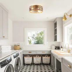 Parrot Uncle 18" Antique Gold Smart Flush Mount Ceiling Fan With Light And Remote -Interior furniture GUEST b4f4f30a 9279 44c1 a2c9 6ab002705d92