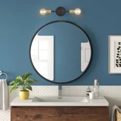 13.25" 2-Light Jaxon Industrial Farmhouse Iron LED Vanity Oil Rubbed Bronze/Brass Gold - JONATHAN Y: Wall Sconce, UL Listed -Interior furniture GUEST b5b49e50 f8de 4704 903a 70ed1016f10e