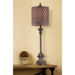 Regency Hill French Buffet Table Lamp Beige Scroll Metal Lattice Candlestick Framed Cylinder Shade For Dining Room -Interior furniture GUEST b733cd25 8d00 4679 8866 d4c0e8ea2050