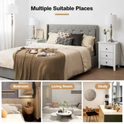 Tangkula Lamp Set 3-Piece Modern Home Living Room Bedroom Nickel Finish Lamps -Interior furniture GUEST b9da5ca2 d3c1 4c6f a116 b6127b98637d