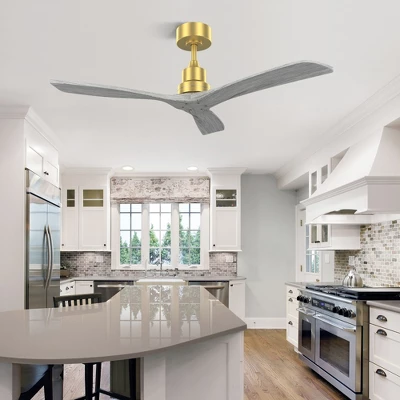 SKRAN 52"Ceiling Fan No Light, Solid Wood Ceiling Fan With Remote, 5000CFM High Airflow, 3 Rods & 6 Speeds, Timer & Reversible For Living Room, Gold 9 SKRAN 52"Ceiling Fan No Light, Solid Wood Ceiling Fan With Remote, 5000CFM High Airflow, 3 Rods & 6 Speeds, Timer & Reversible For Living Room, Gold - Image 7