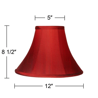 Springcrest Collection Set Of 2 Bell Lamp Shades Deep Red Small 5" Top X 12" Bottom X 9" Slant X 8.5" High Spider Replacement Harp And Finial Fitting 5 Springcrest Collection Set Of 2 Bell Lamp Shades Deep Red Small 5" Top X 12" Bottom X 9" Slant X 8.5" High Spider Replacement Harp And Finial Fitting - Image 3