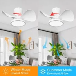 TALOYA 22 In. Indoor White Small Ceiling Fan With Light And Remote, Reversible DC Motor And Blades -Interior furniture GUEST baf1d0aa 93b5 457f 88a1 3967bf99ba17