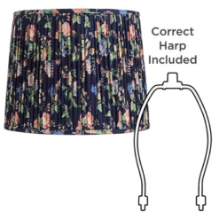 Springcrest Sally 13" Top X 15" Bottom X 12" High X 12" Slant Print Lamp Shade Replacement Medium Navy Blue Pleated Rose Floral Spider Harp Finial -Interior furniture GUEST bb3d7aa3 8688 4fc6 9706 be5f10842e35