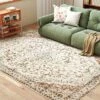 HOMCOM Area Rug 8x10, Machine Washable Rug, Non-Slip Classical Floral Print Floor Carpet For Living Room, Bedroom, Dining Room, Mixed-Brown -Interior furniture GUEST bbb1695f c047 4de8 95e5 36cafb51dc7f