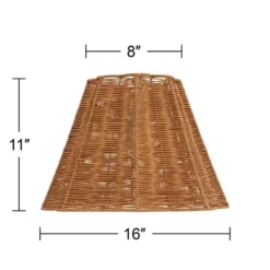 Springcrest 8" Top X 16" Bottom X 11" High X 11" Slant Lamp Shade Replacement Medium Brown Empire Rustic Natural Dark Rattan Spider Harp Finial -Interior furniture GUEST bc07fc12 0cfb 4c2b a869 a0b01dbe8218